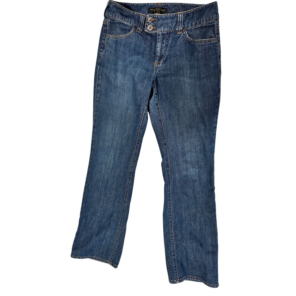 Banana Republic Womens Straight Leg Jeans Blue Medium Wash Double Button Size 6‎